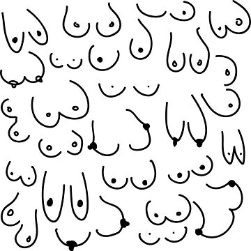 Boobs cute linework line art illustration hand drawing of various mixed  boob breast shapes | Photographic Print