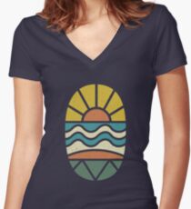 Lass uns surfen gehen Tailliertes T-Shirt mit V-Ausschnitt