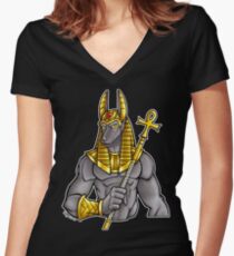 Anubis Egyptian God Women's Fitted V-Neck T-Shirt