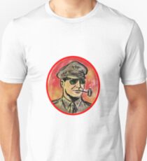 World War II General Corn Cob Pipe Watercolor Slim Fit T-Shirt