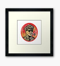World War II General Corn Cob Pipe Watercolor Framed Art Print