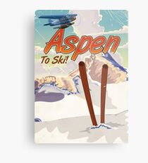 Aspen USA Vintage ski travel poster. Metal Print