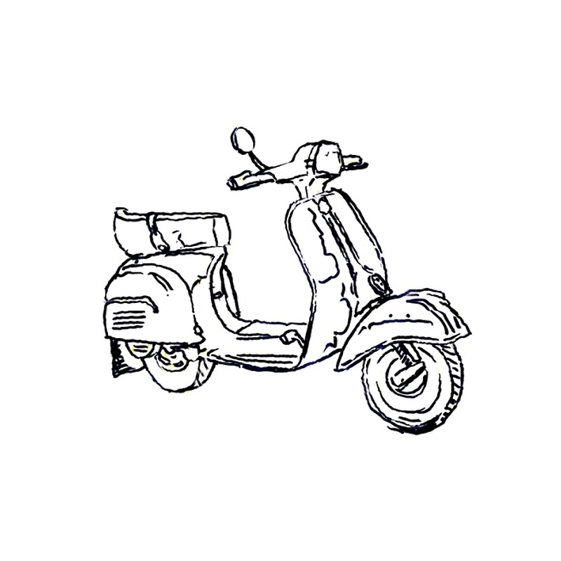 Vespa Bajaj Piaggio Scooter Pen Drawing Vespa Bajaj Piaggio Scooter Pen Drawing