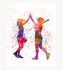 women playing softball 01 Photographic Print