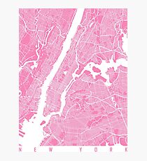 New York map pink Photographic Print