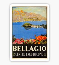 Italy Bellagio Lake Como vintage Italian travel advert Sticker