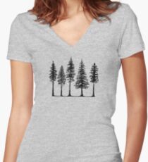 Camiseta entallada de cuello en V Pines