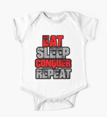Eat Sleep Conquer Repeat Short Sleeve Baby One-Piece