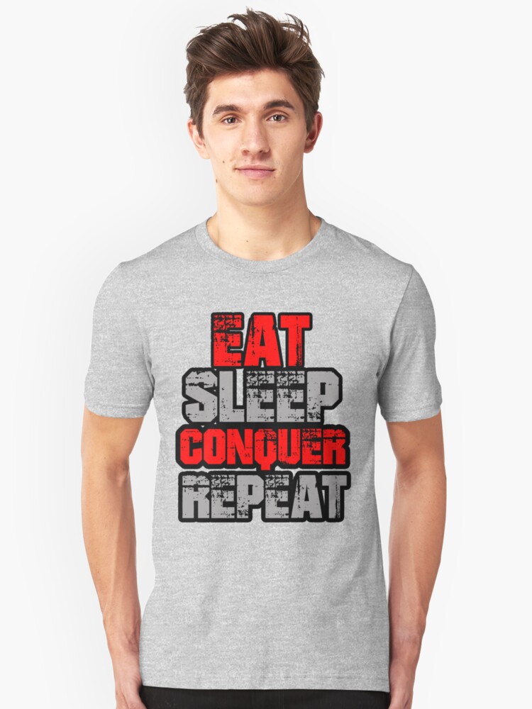 Eat Sleep Conquer Repeat Youth Boys Long Sleeve T-Shirt Cotton