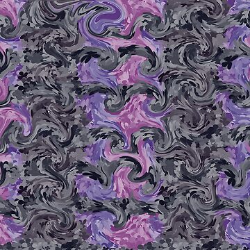 Artwork thumbnail, Flowered Purple Grey Swirl Abstract Art Pattern Design by BDMcT
