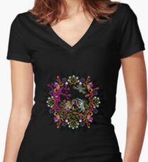 Aztec meeting psychedelic T-shirt Women's Fitted V-Neck T-Shirt