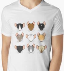 Ratte Gesichter T-Shirt mit V-Ausschnitt