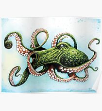 Green Octopus Poster