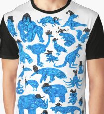 Blue Animals, Black Hats Graphic T-Shirt