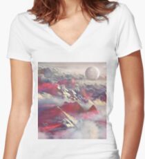Above the clouds Women's Fitted V-Neck T-Shirt