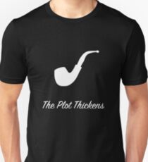 Sherlock Holmes "The Plot Thickens" (2) (White) Unisex T-Shirt