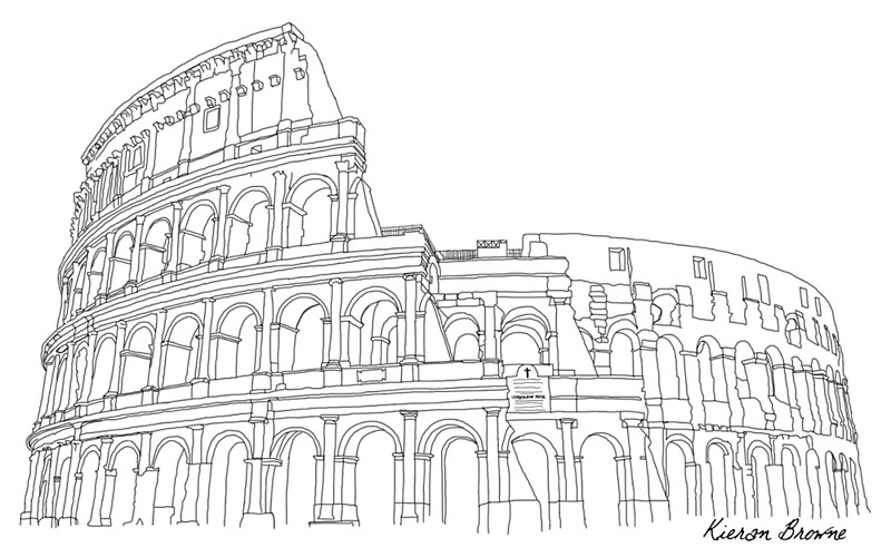  Detailed Outline Illustrations- 7 New Wonders Of The 