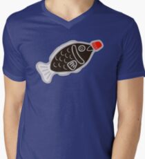 Sushi Soy Fish Pattern in Blue Men's V-Neck T-Shirt