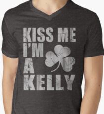 Kiss Me I'm A Kelly St Patrick's Day Men's V-Neck T-Shirt