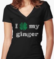 I Shamrock My Ginger St Patrick's Day Women's Fitted V-Neck T-Shirt