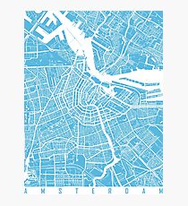 Amsterdam map blue Photographic Print