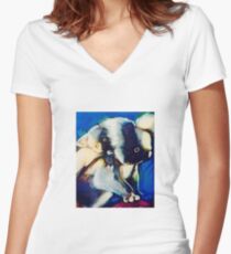Koala baby on back Women's Fitted V-Neck T-Shirt