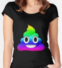 Camiseta entallada de cuello redondo Rainbow Smiling Poop Emoji