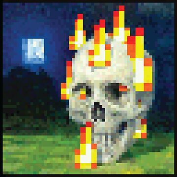 Artwork thumbnail, Minecraft Painting Skull on Fire by Saikishop