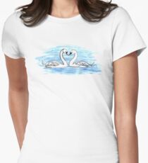 Loveheart Swans Women's Fitted T-Shirt