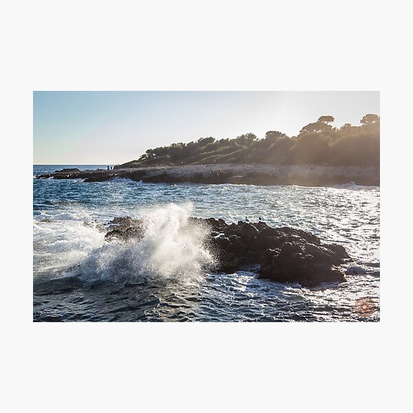 Waves Crashing on Rocks - Southern France Photographic Print