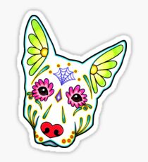 Day of the Dead German Shepherd in White Sugar Skull Dog Sticker