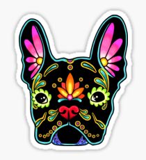 Day of the Dead French Bulldog in Black Sugar Skull Dog Sticker