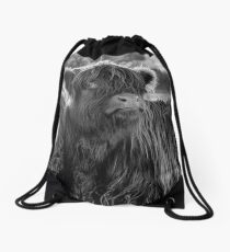 Highland Cow in Scotland Drawstring Bag
