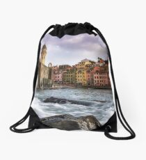 Vernazza Waves Drawstring Bag