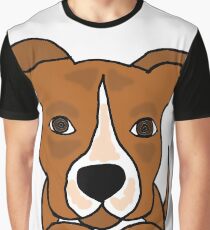 Cool Funny Brown and White Pitbull Puppy Dog Graphic T-Shirt