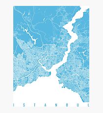 Istanbul map blue Photographic Print