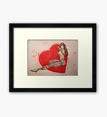 tattoo girl looking for love Framed Print