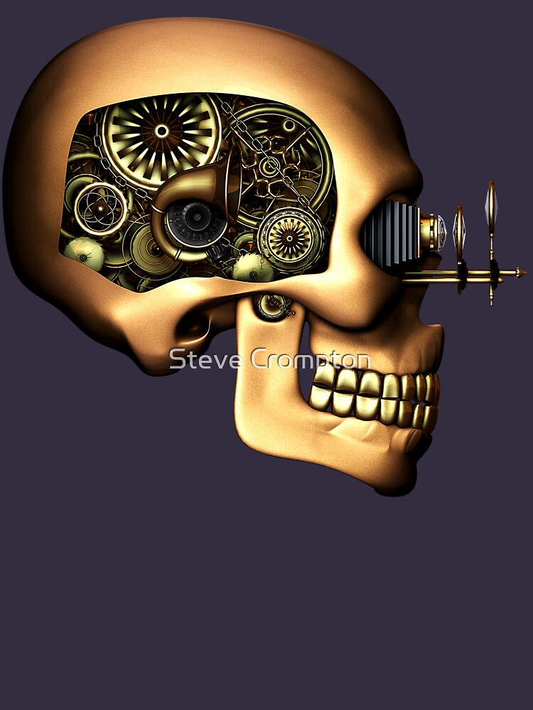 Vintage Steampunk Automaton Skull #1B by SC001