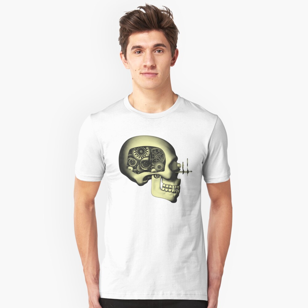 Vintage Steampunk Automaton Skull #1 Slim Fit T-Shirt