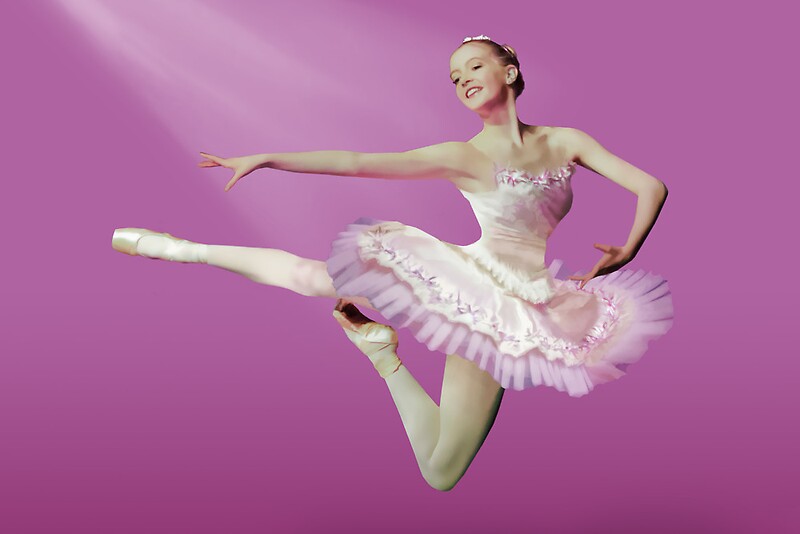 "Leaping Ballerina in Pink and White" by Delores Knowles Redbubble