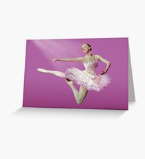 Leaping Ballerina in Pink and White Greeting Card