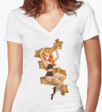 Girls love tattoo! Women's Fitted V-Neck T-Shirt