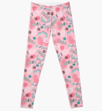 Playa' - tennis sports full court action hipster abstract minimal retro memphis squiggle pattern Leggings