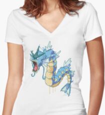 Gyarados Women's Fitted V-Neck T-Shirt