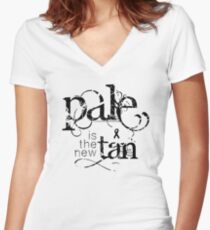 Pale is the New Tan Women's Fitted V-Neck T-Shirt