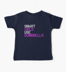 Smart Girls Use Dumbbells (wht/pnk) Baby T-Shirt