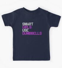 Smart Girls Use Dumbbells (wht/pnk) Kids Tee