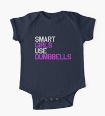 Smart Girls Use Dumbbells (wht/pnk) One Piece - Short Sleeve