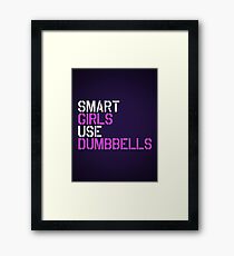 Smart Girls Use Dumbbells (wht/pnk) Framed Print