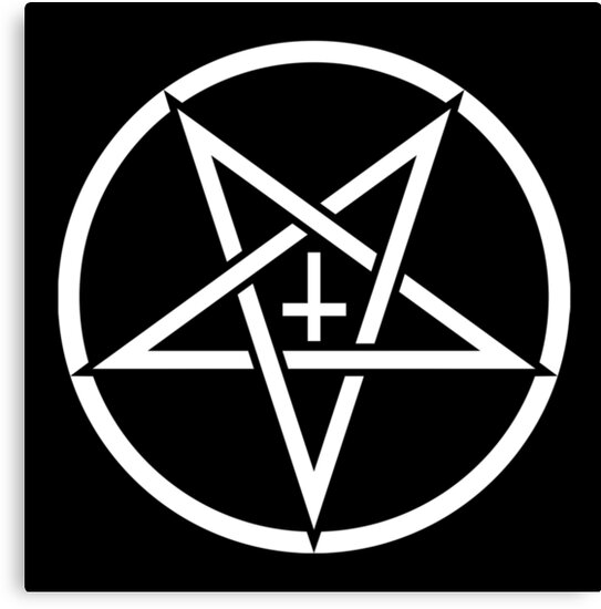 "Pentagram with Upside Down Cross" Canvas Print by ...

